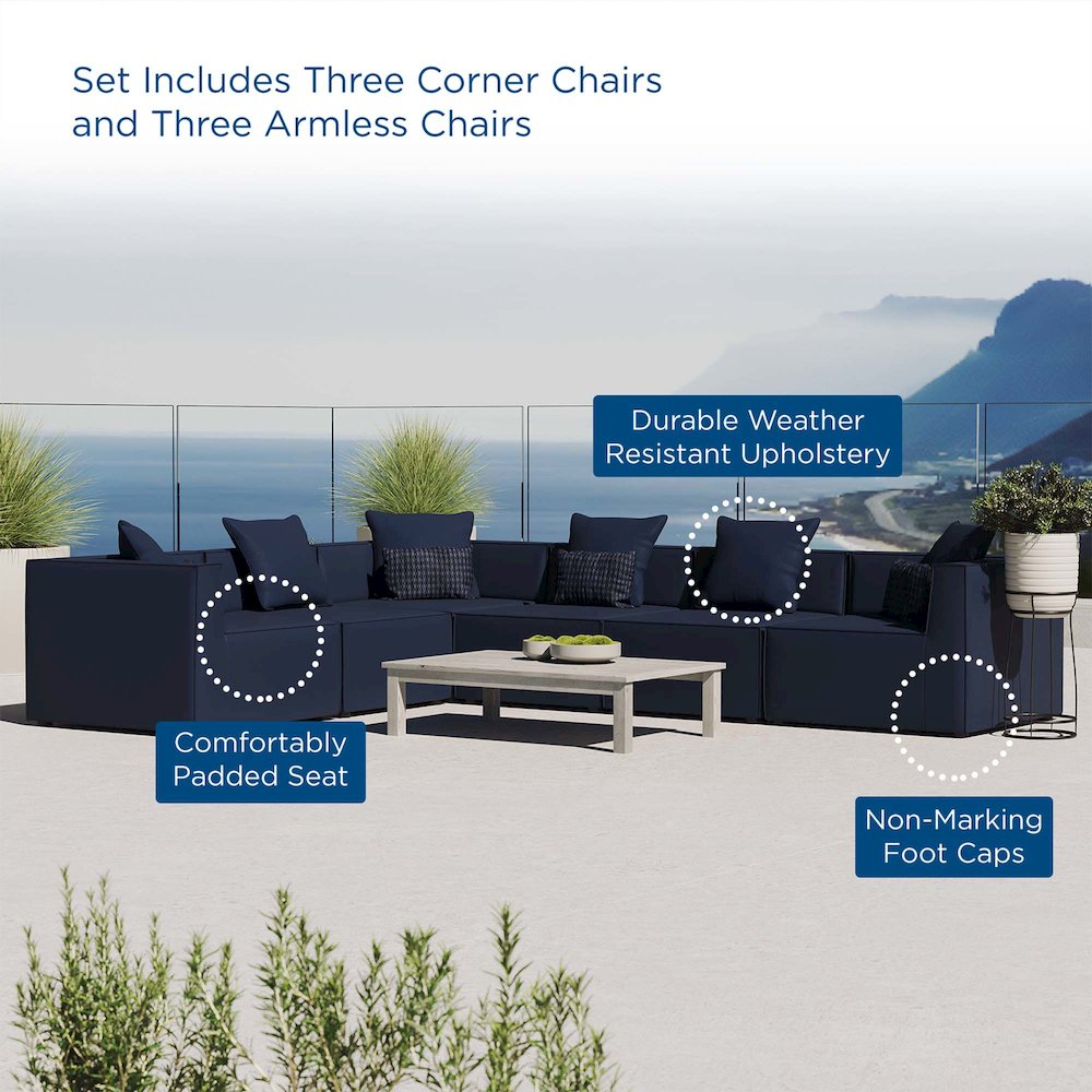 Saybrook 6-Piece Outdoor Patio Upholstered Sectional Sofa. Picture 11