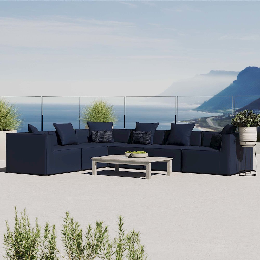 Saybrook 6-Piece Outdoor Patio Upholstered Sectional Sofa. Picture 10