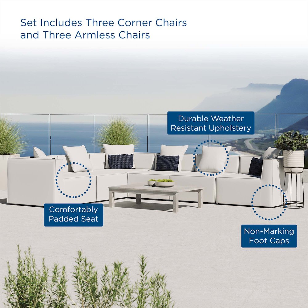 Saybrook 6-Piece Outdoor Patio Upholstered Sectional Sofa. Picture 11