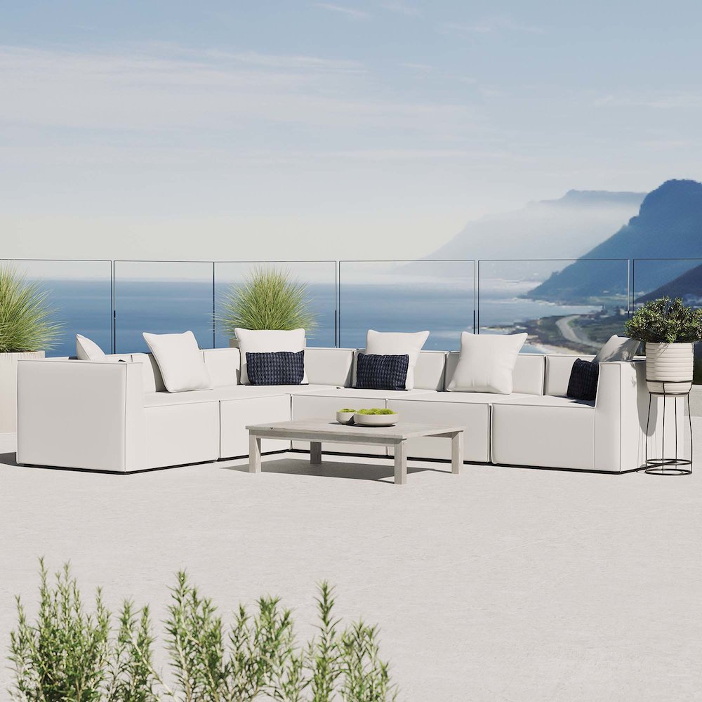 Saybrook 6-Piece Outdoor Patio Upholstered Sectional Sofa. Picture 10