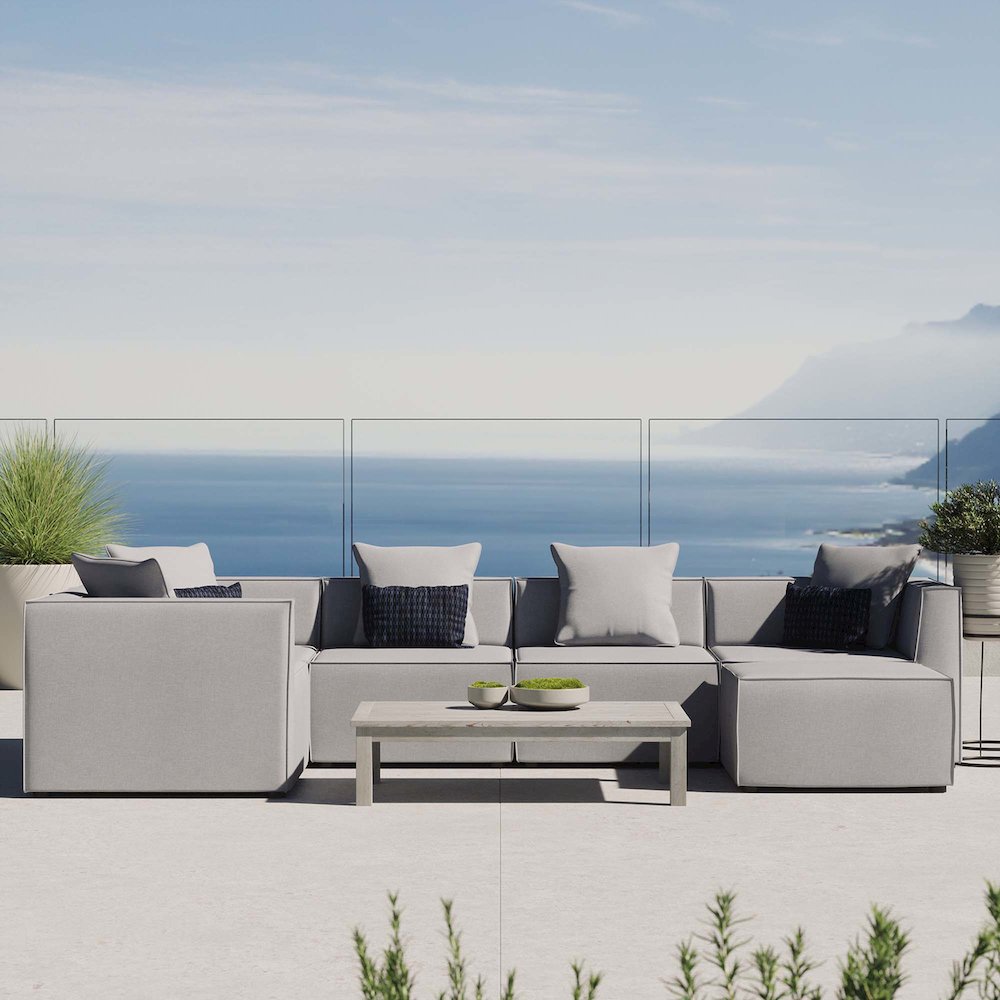 Saybrook 6-Piece Outdoor Patio Upholstered Sectional Sofa. Picture 12