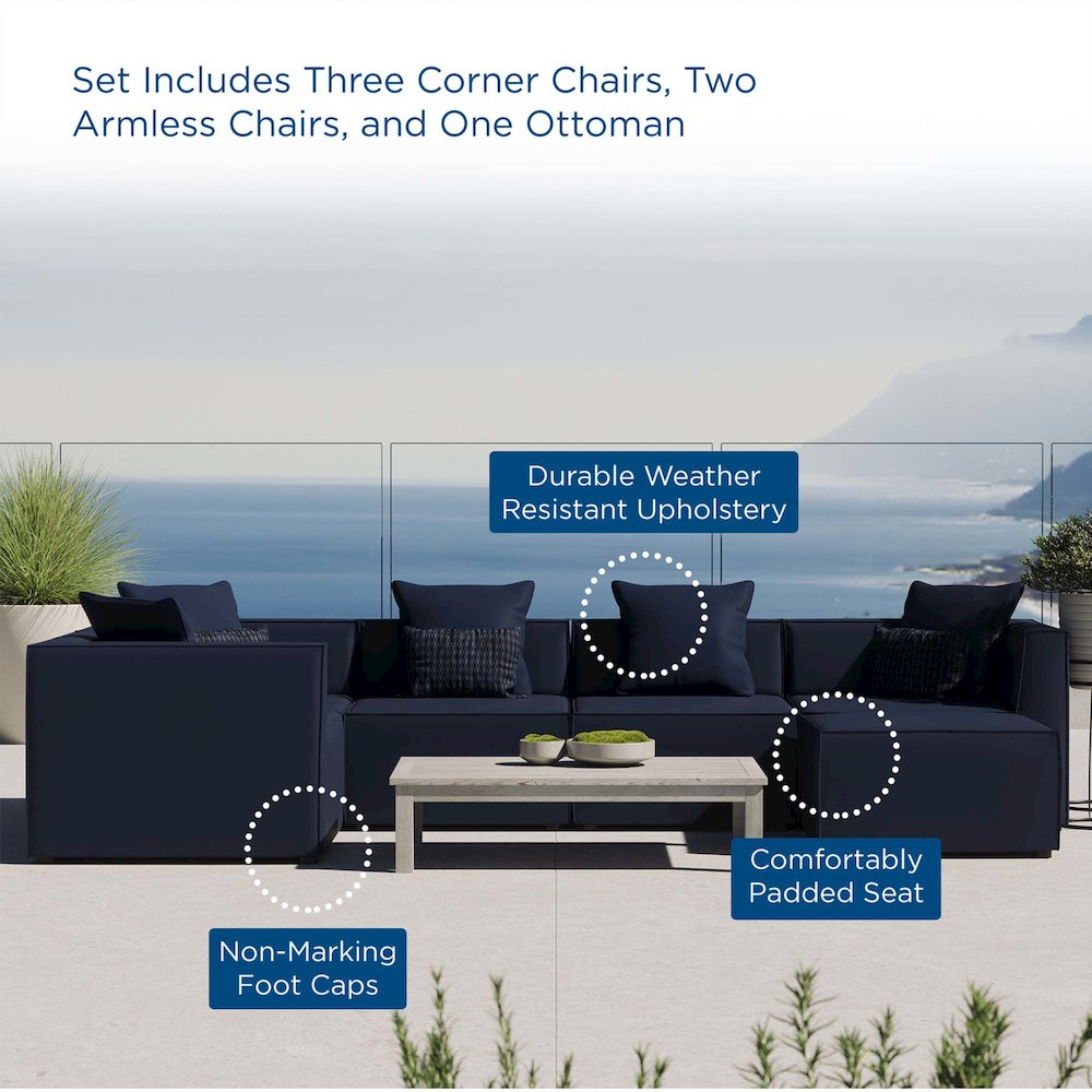 Saybrook 6-Piece Outdoor Patio Upholstered Sectional Sofa. Picture 13