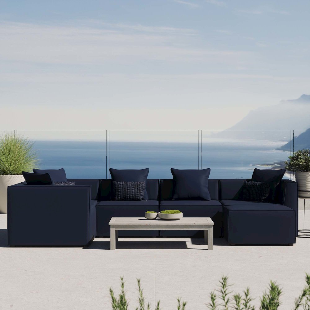 Saybrook 6-Piece Outdoor Patio Upholstered Sectional Sofa. Picture 12