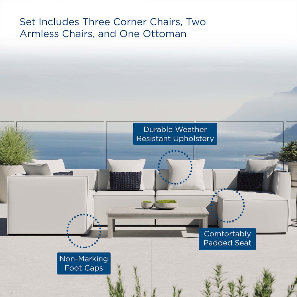 Saybrook 6-Piece Outdoor Patio Upholstered Sectional Sofa. Picture 13