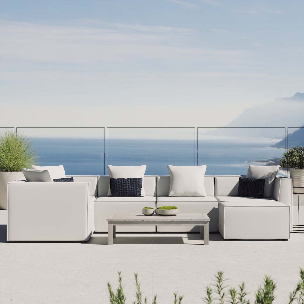 Saybrook 6-Piece Outdoor Patio Upholstered Sectional Sofa. Picture 12