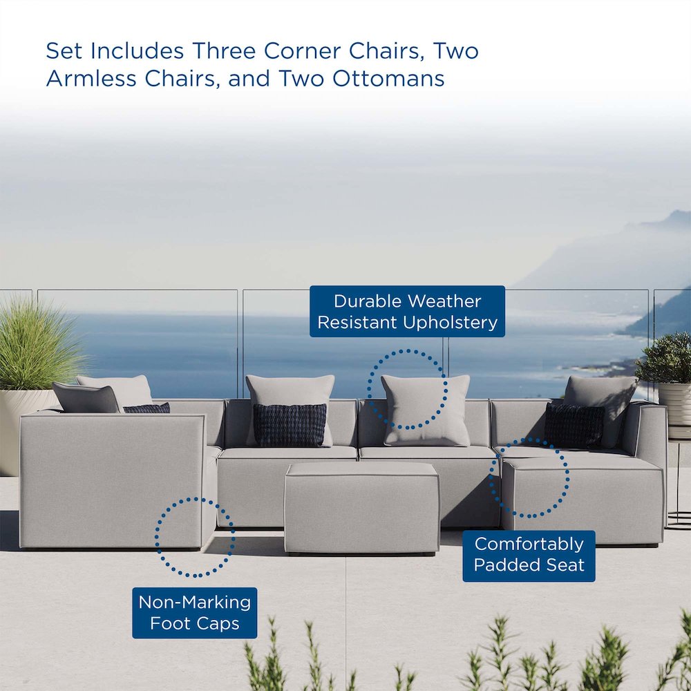 Saybrook 7-Piece Outdoor Patio Upholstered Sectional Sofa. Picture 13