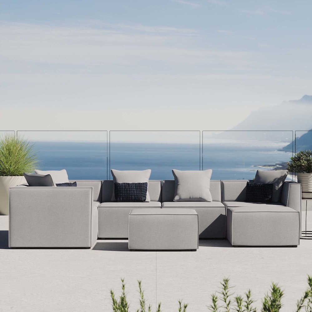 Saybrook 7-Piece Outdoor Patio Upholstered Sectional Sofa. Picture 12