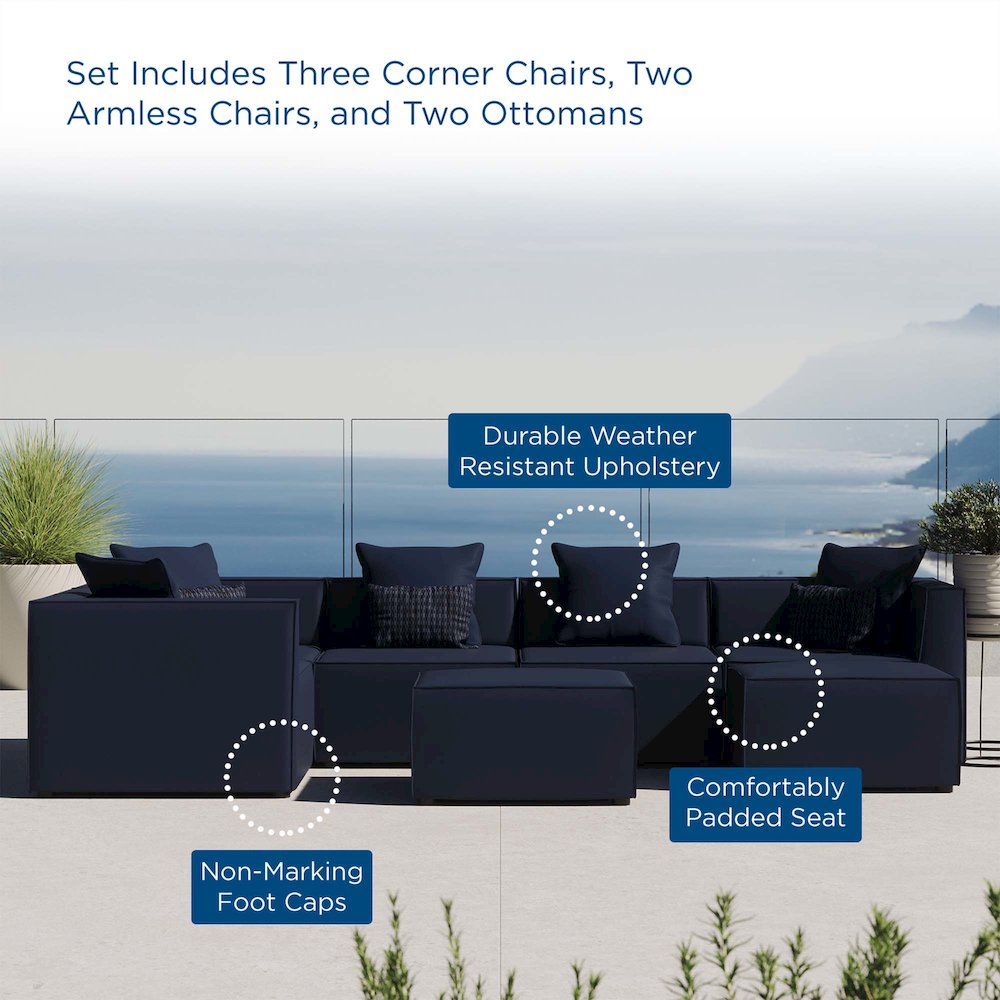 Saybrook 7-Piece Outdoor Patio Upholstered Sectional Sofa. Picture 13