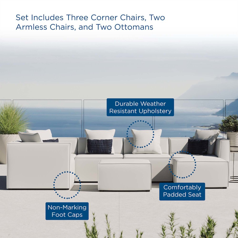 Saybrook 7-Piece Outdoor Patio Upholstered Sectional Sofa. Picture 13