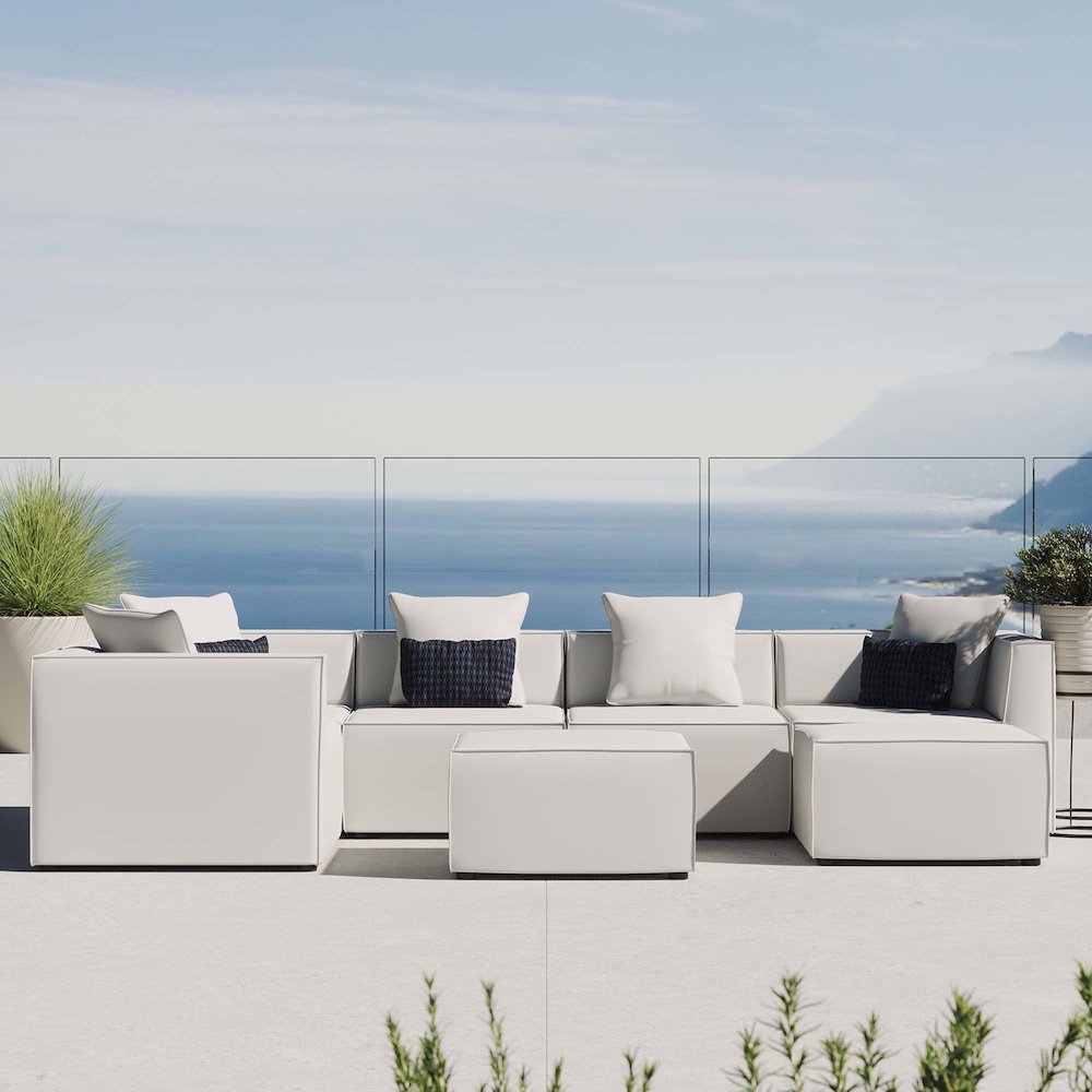Saybrook 7-Piece Outdoor Patio Upholstered Sectional Sofa. Picture 12