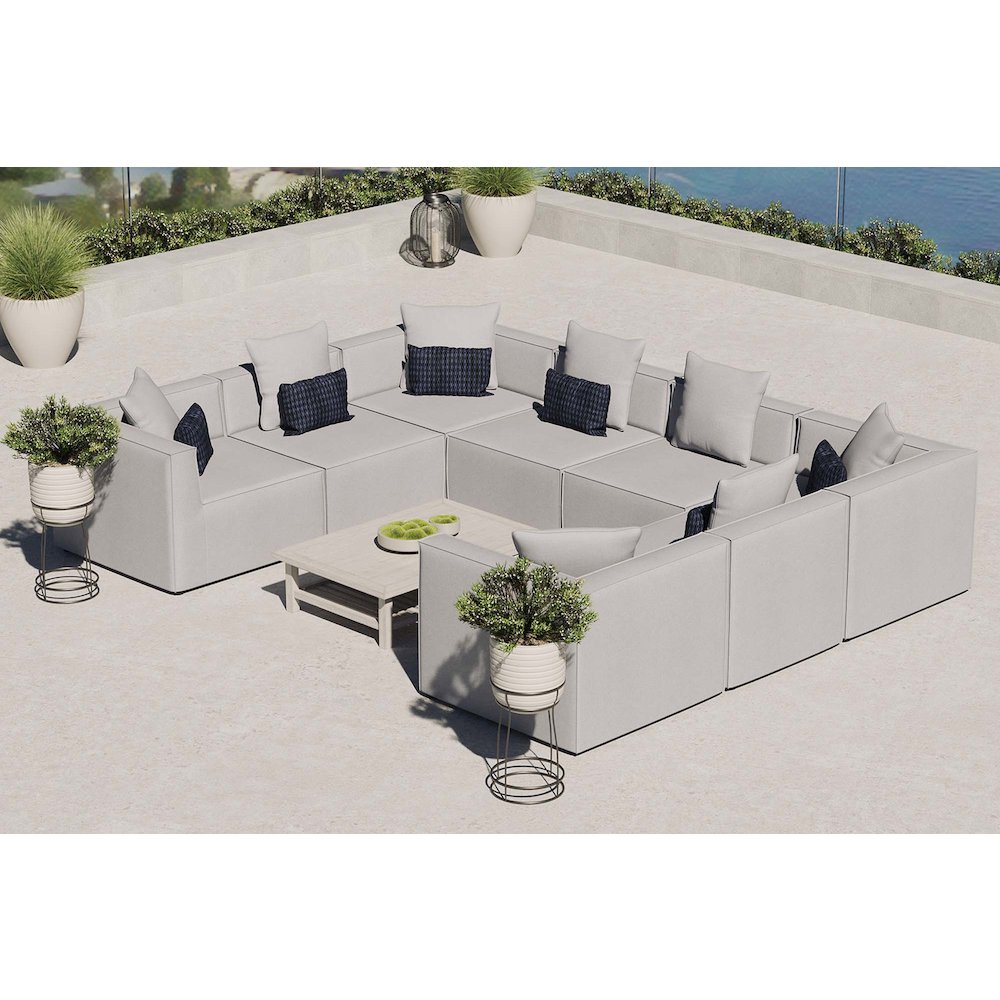 Saybrook 8-Piece Outdoor Patio Upholstered Sectional Sofa. Picture 9