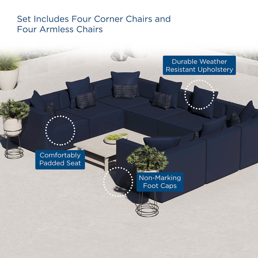 Saybrook 8-Piece Outdoor Patio Upholstered Sectional Sofa. Picture 10