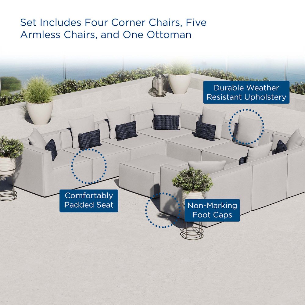 Saybrook 10-Piece Outdoor Patio Upholstered Sectional Sofa. Picture 12