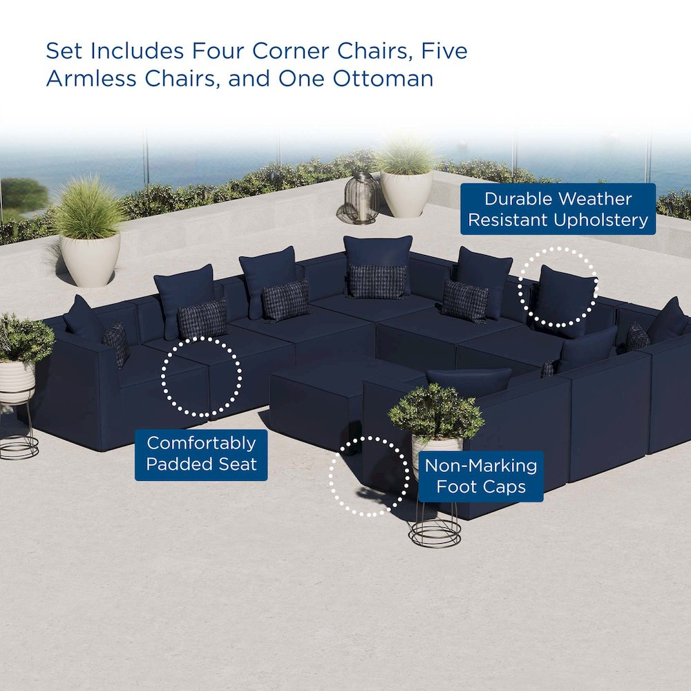 Saybrook 10-Piece Outdoor Patio Upholstered Sectional Sofa. Picture 12