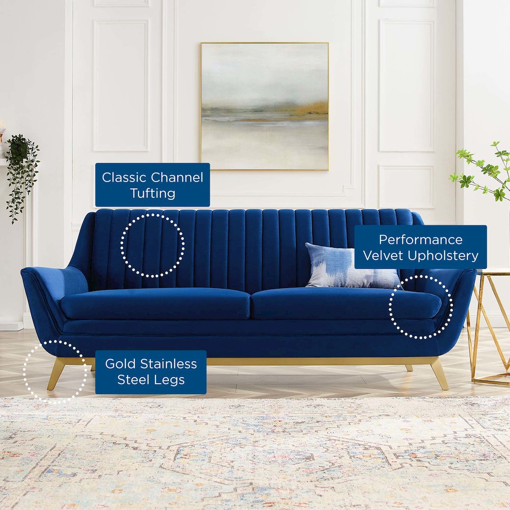 Winsome Channel Tufted Performance Velvet Sofa. Picture 8