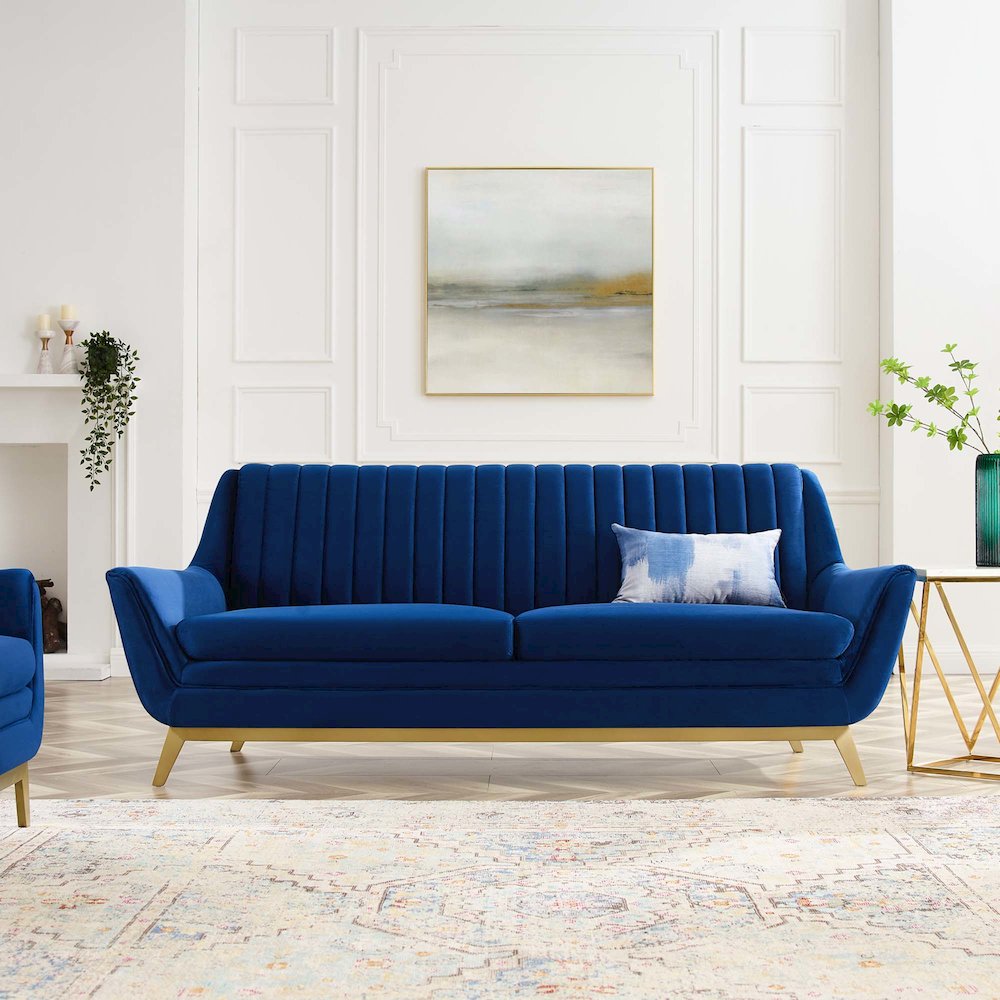 Winsome Channel Tufted Performance Velvet Sofa. Picture 6
