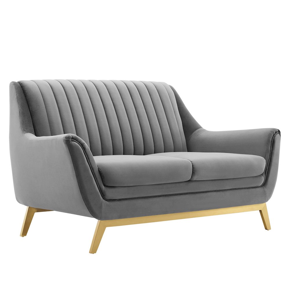 Winsome Channel Tufted Performance Velvet Loveseat. Picture 1
