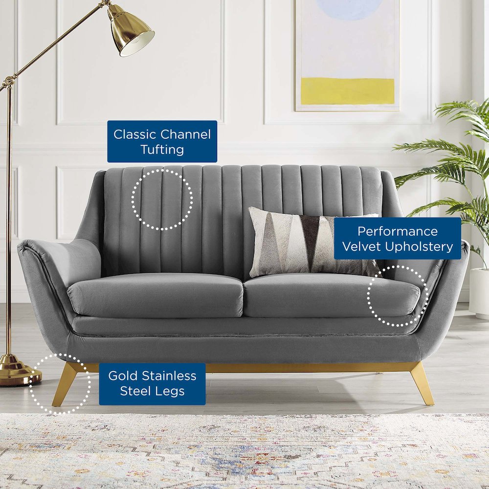 Winsome Channel Tufted Performance Velvet Loveseat. Picture 8