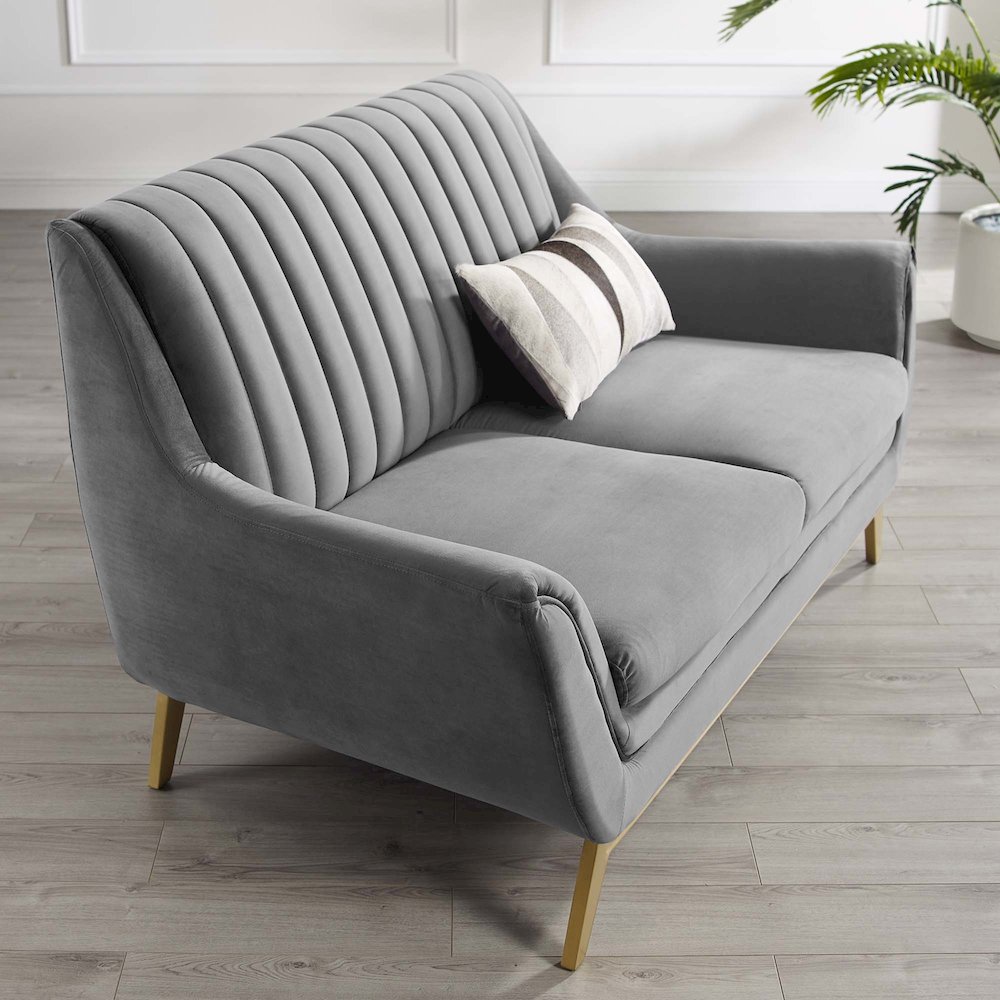 Winsome Channel Tufted Performance Velvet Loveseat. Picture 7