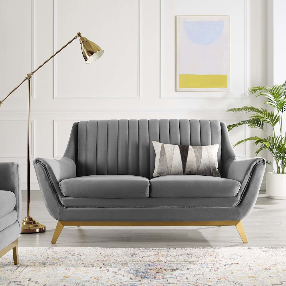 Winsome Channel Tufted Performance Velvet Loveseat. Picture 6
