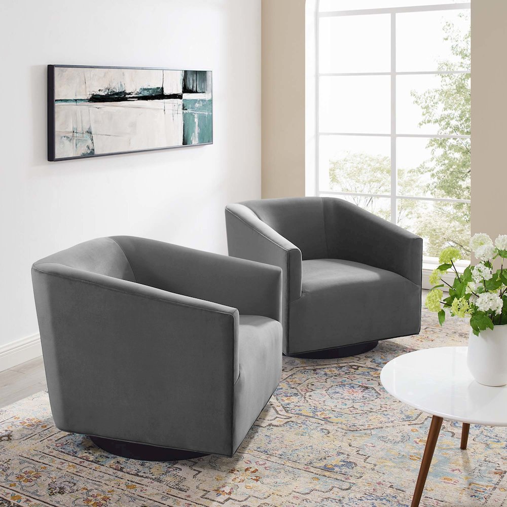 Twist Performance Velvet Swivel Chair Set of 2. Picture 7