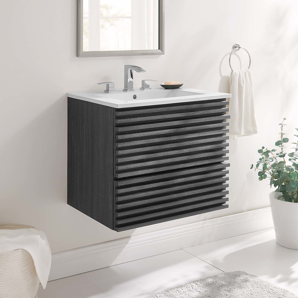 Render 24" Wall-Mount Bathroom Vanity. Picture 8