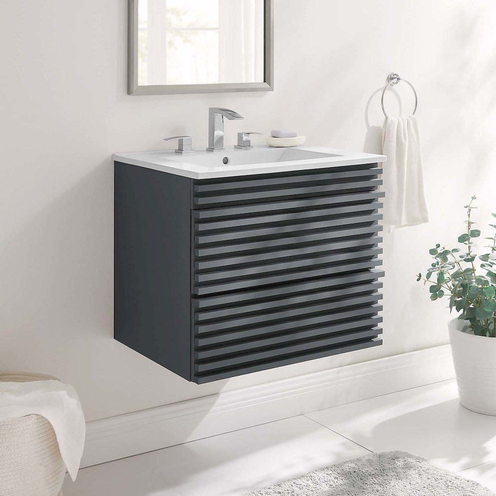 Render 24" Wall-Mount Bathroom Vanity. Picture 8