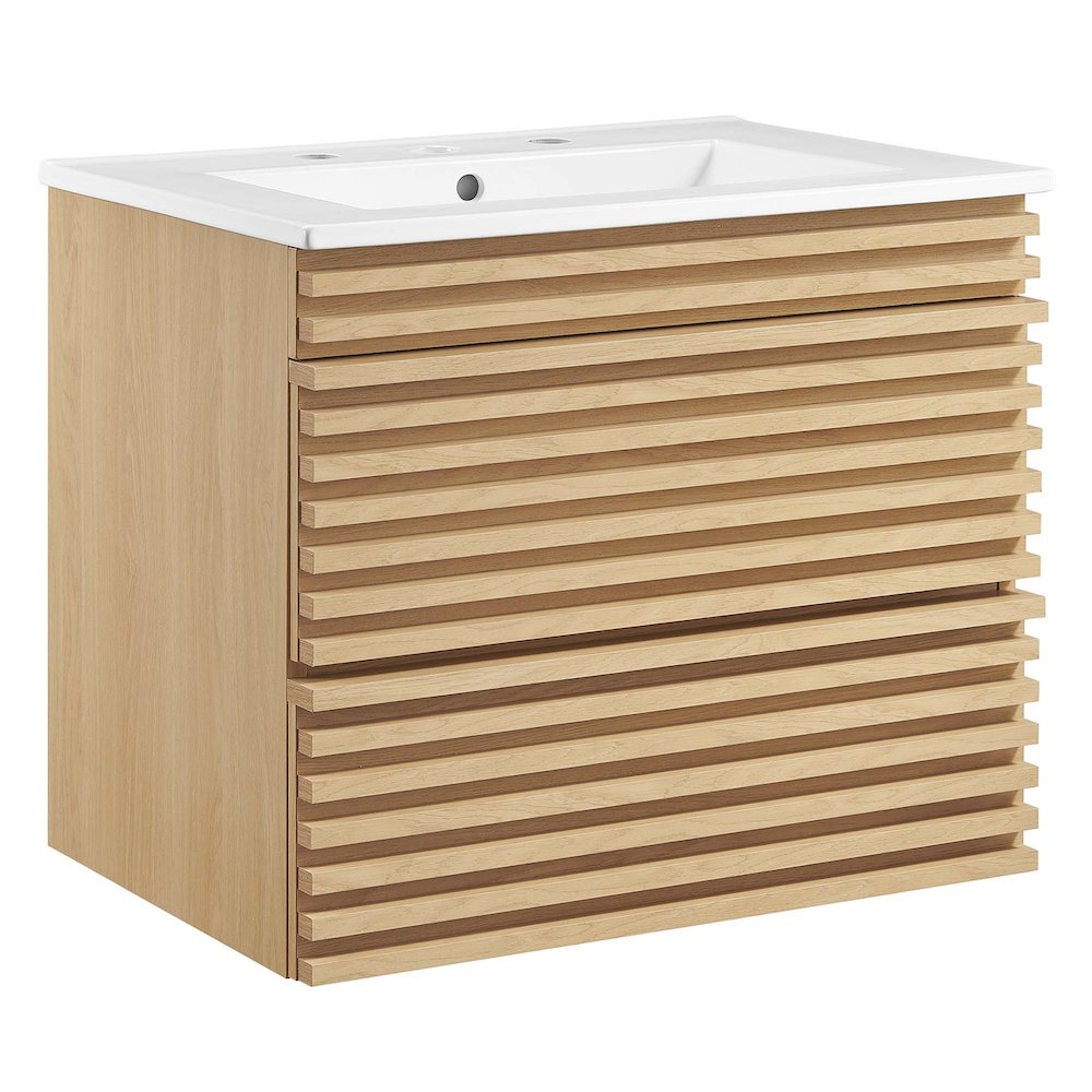Render 24" Wall-Mount Bathroom Vanity. Picture 1