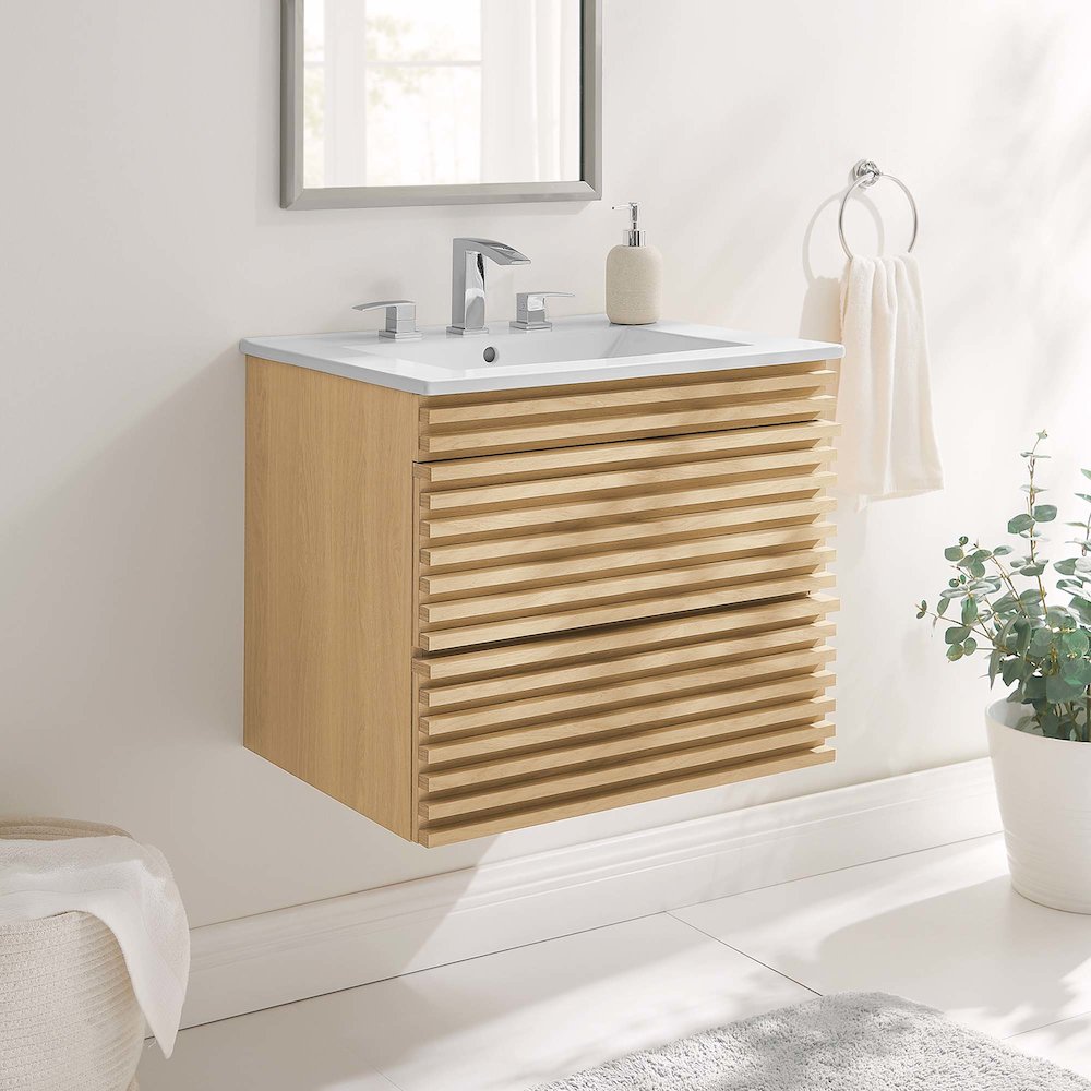Render 24" Wall-Mount Bathroom Vanity. Picture 8