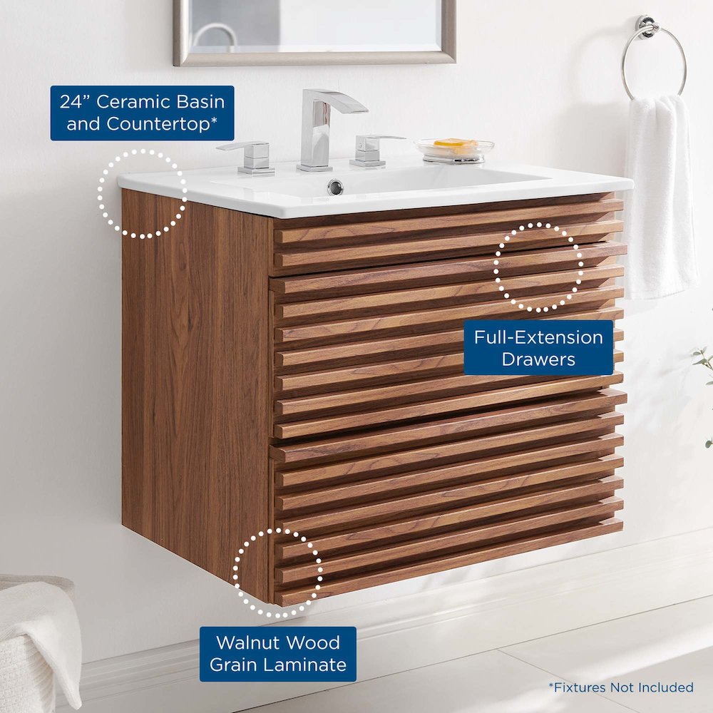 Render 24" Wall-Mount Bathroom Vanity. Picture 11