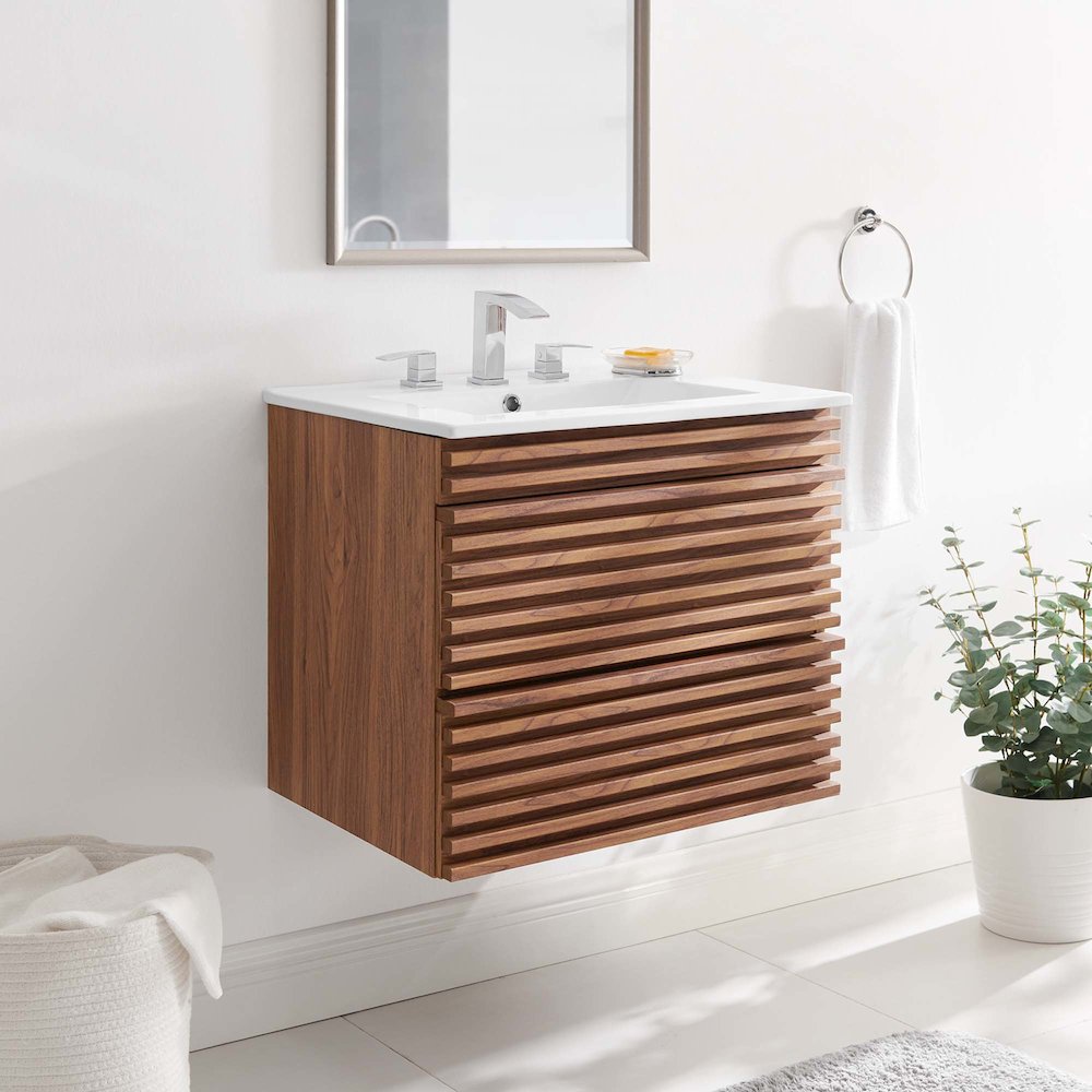Render 24" Wall-Mount Bathroom Vanity. Picture 9
