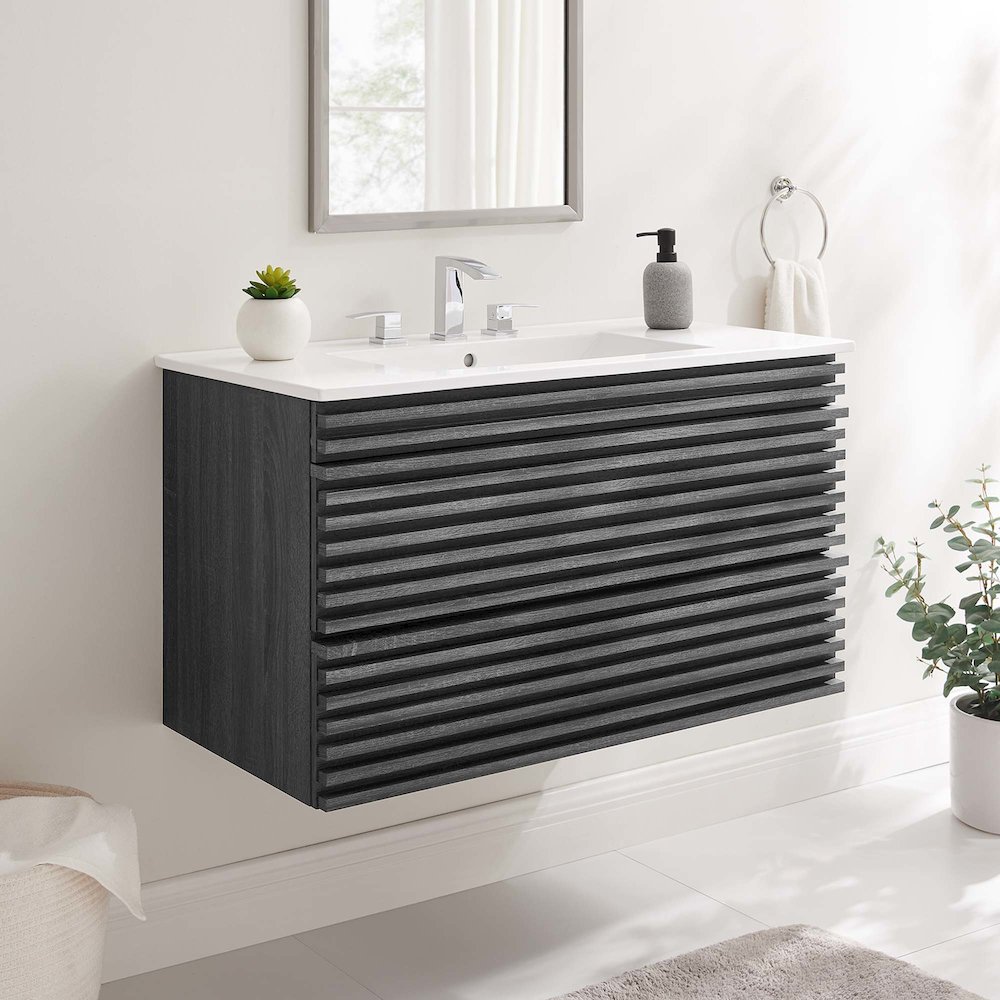 Render 36" Wall-Mount Bathroom Vanity. Picture 8
