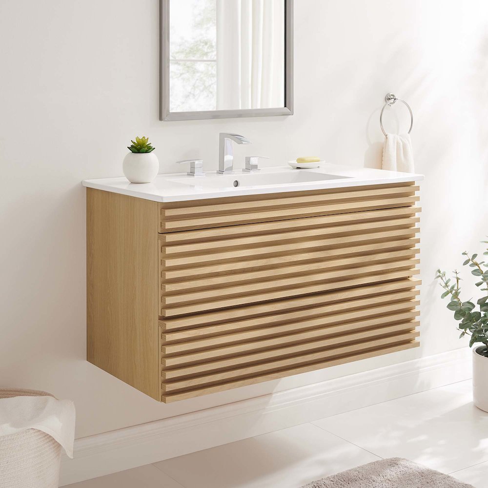 Render 36" Wall-Mount Bathroom Vanity. Picture 8