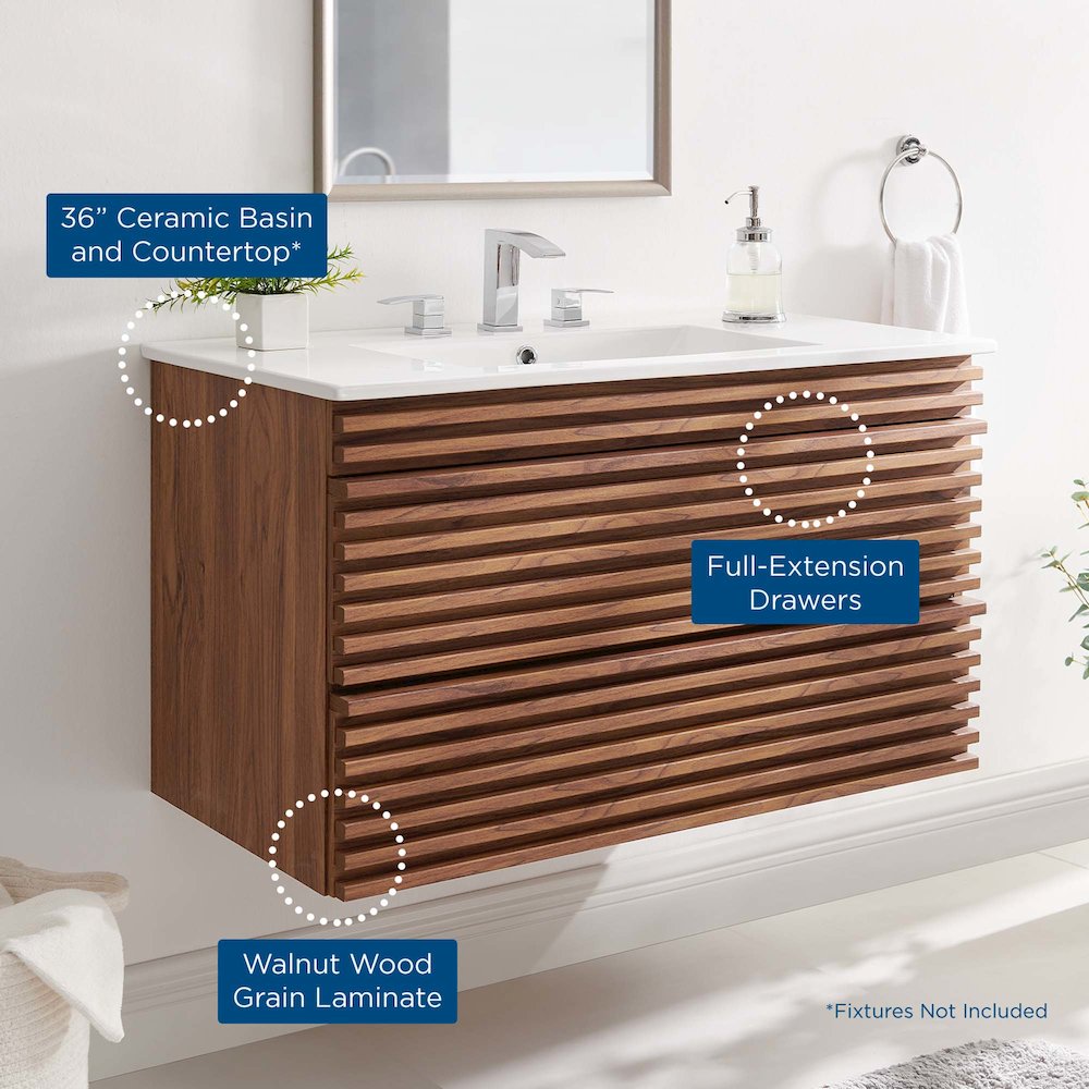 Render 36" Wall-Mount Bathroom Vanity. Picture 11