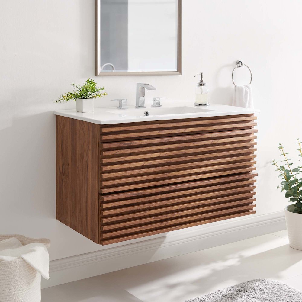 Render 36" Wall-Mount Bathroom Vanity. Picture 9