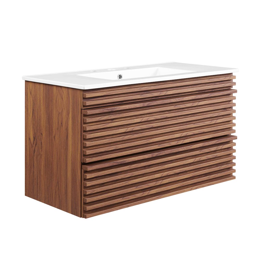Render 36" Wall-Mount Bathroom Vanity. Picture 1