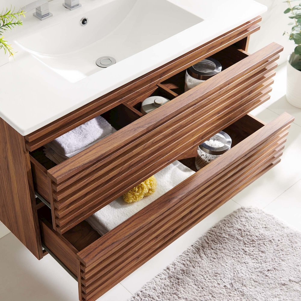 Render 36" Wall-Mount Bathroom Vanity. Picture 10