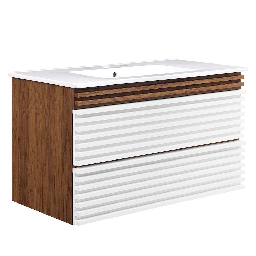Render 36" Wall-Mount Bathroom Vanity. Picture 1
