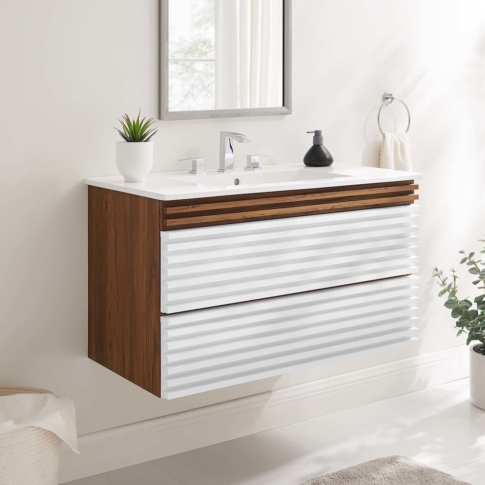 Render 36" Wall-Mount Bathroom Vanity. Picture 8