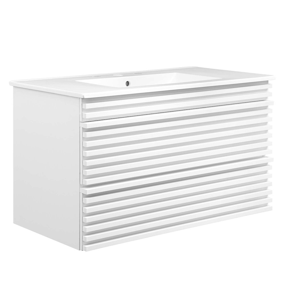 Render 36" Wall-Mount Bathroom Vanity. Picture 1