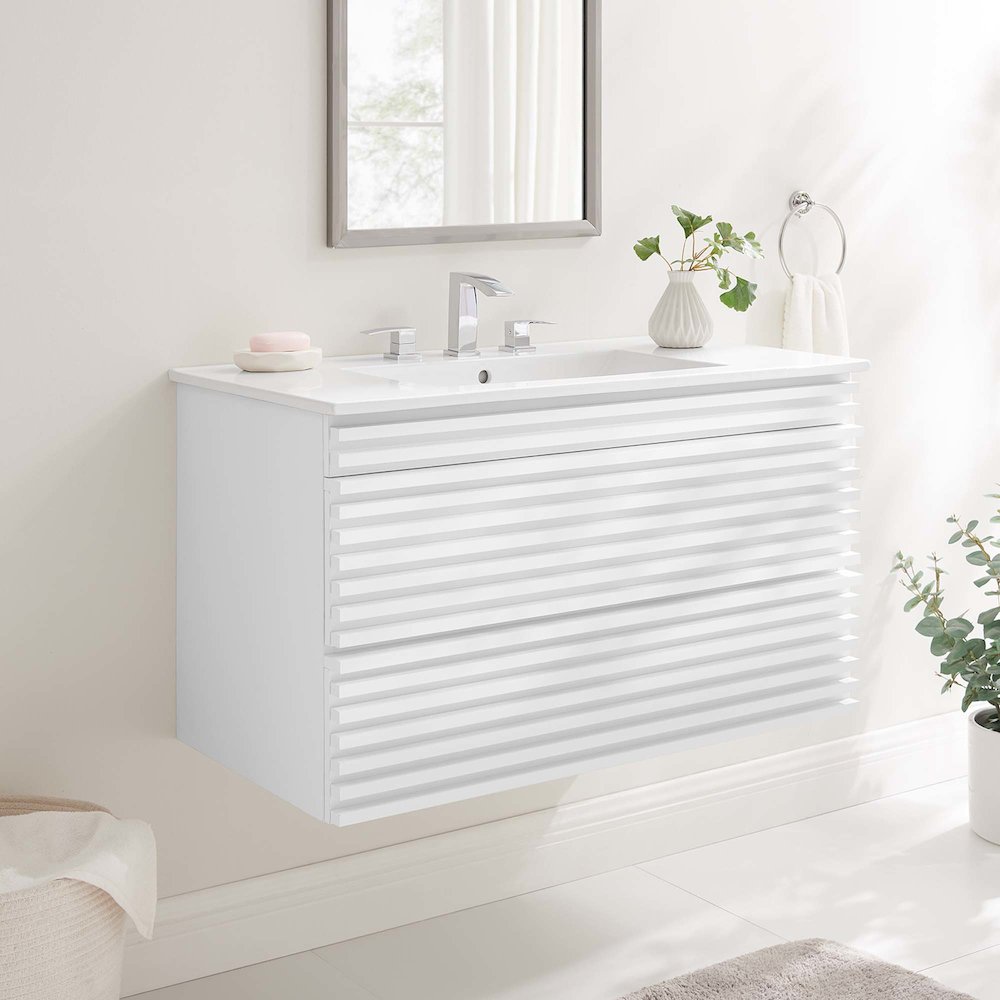 Render 36" Wall-Mount Bathroom Vanity. Picture 8