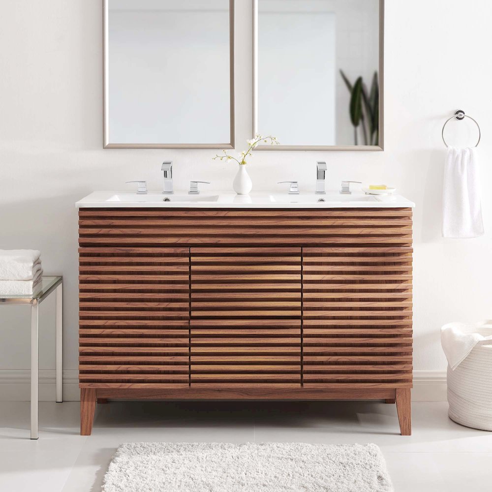 Render 48" Double Sink Bathroom Vanity. Picture 10