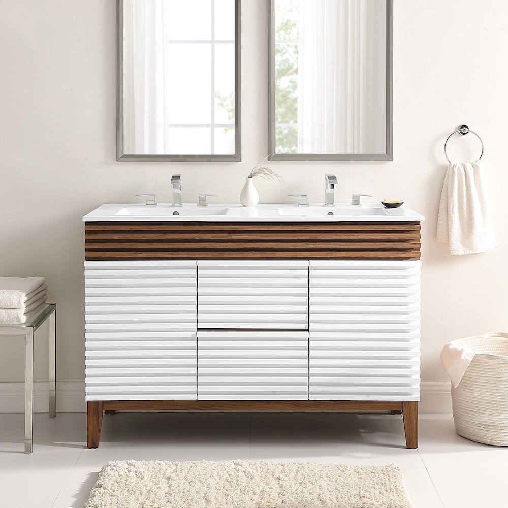 Render 48" Double Sink Bathroom Vanity. Picture 10