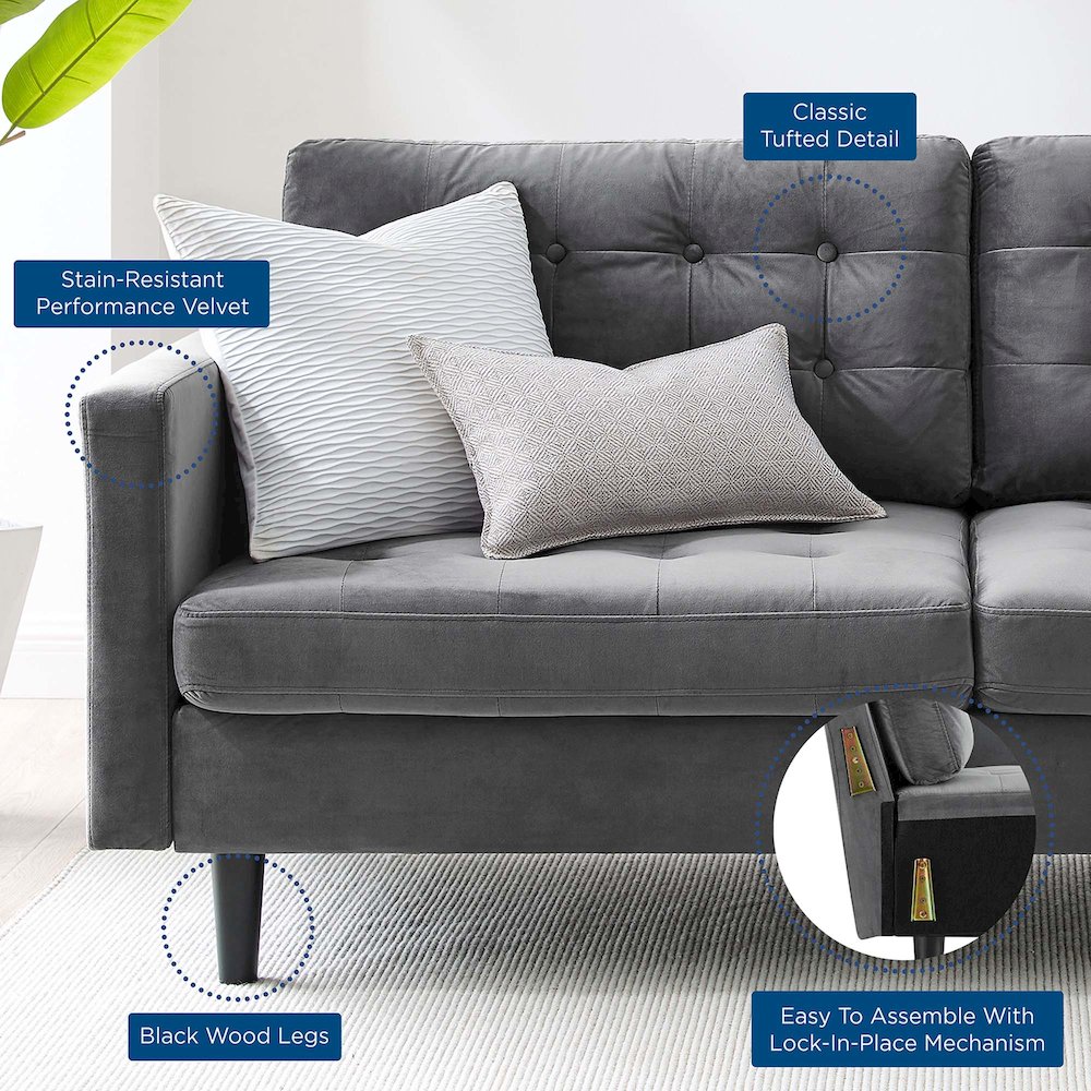 Exalt Tufted Performance Velvet Sofa. Picture 9