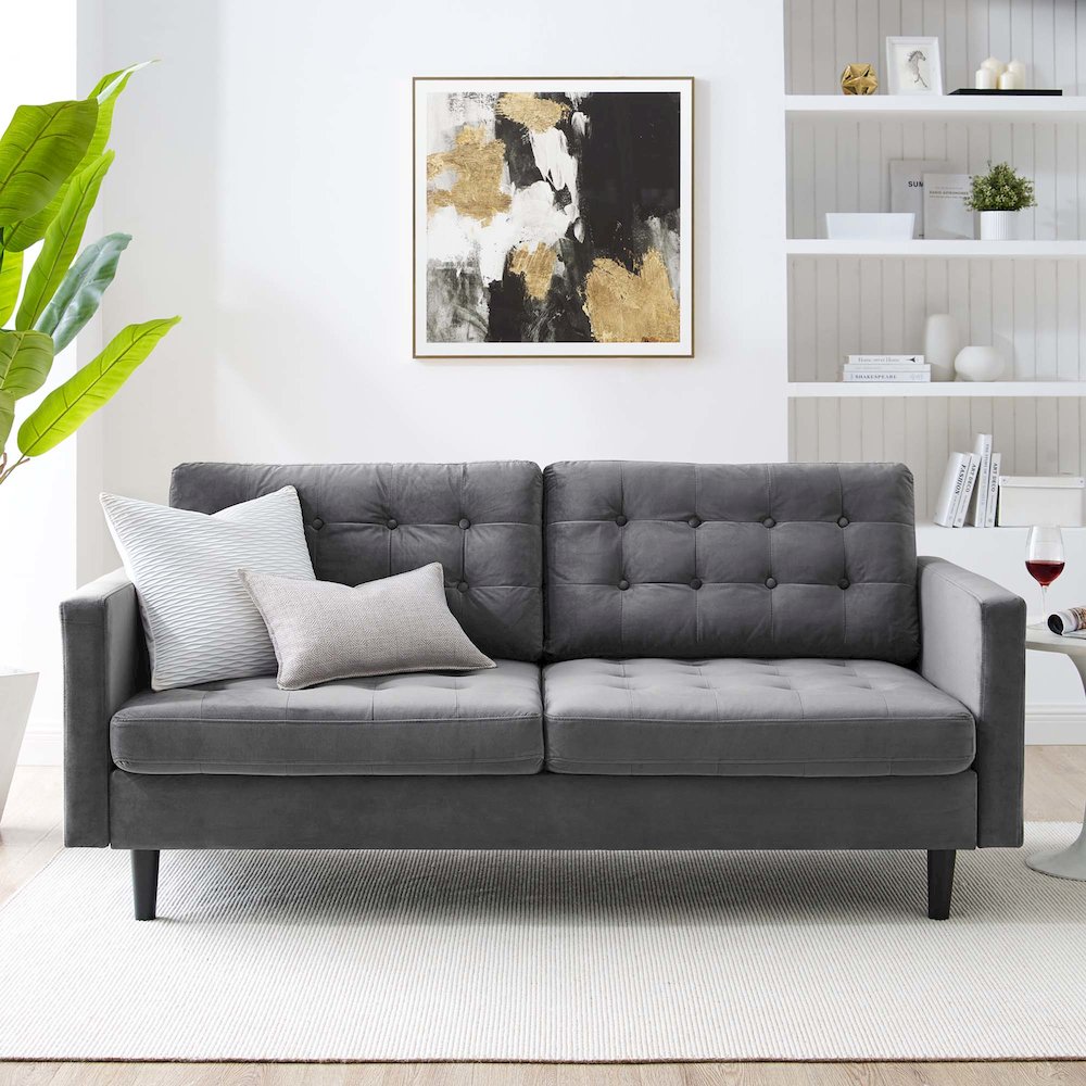 Exalt Tufted Performance Velvet Sofa. Picture 7