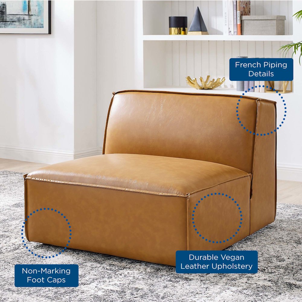 Restore Vegan Leather Sectional Sofa Armless Chair. Picture 8