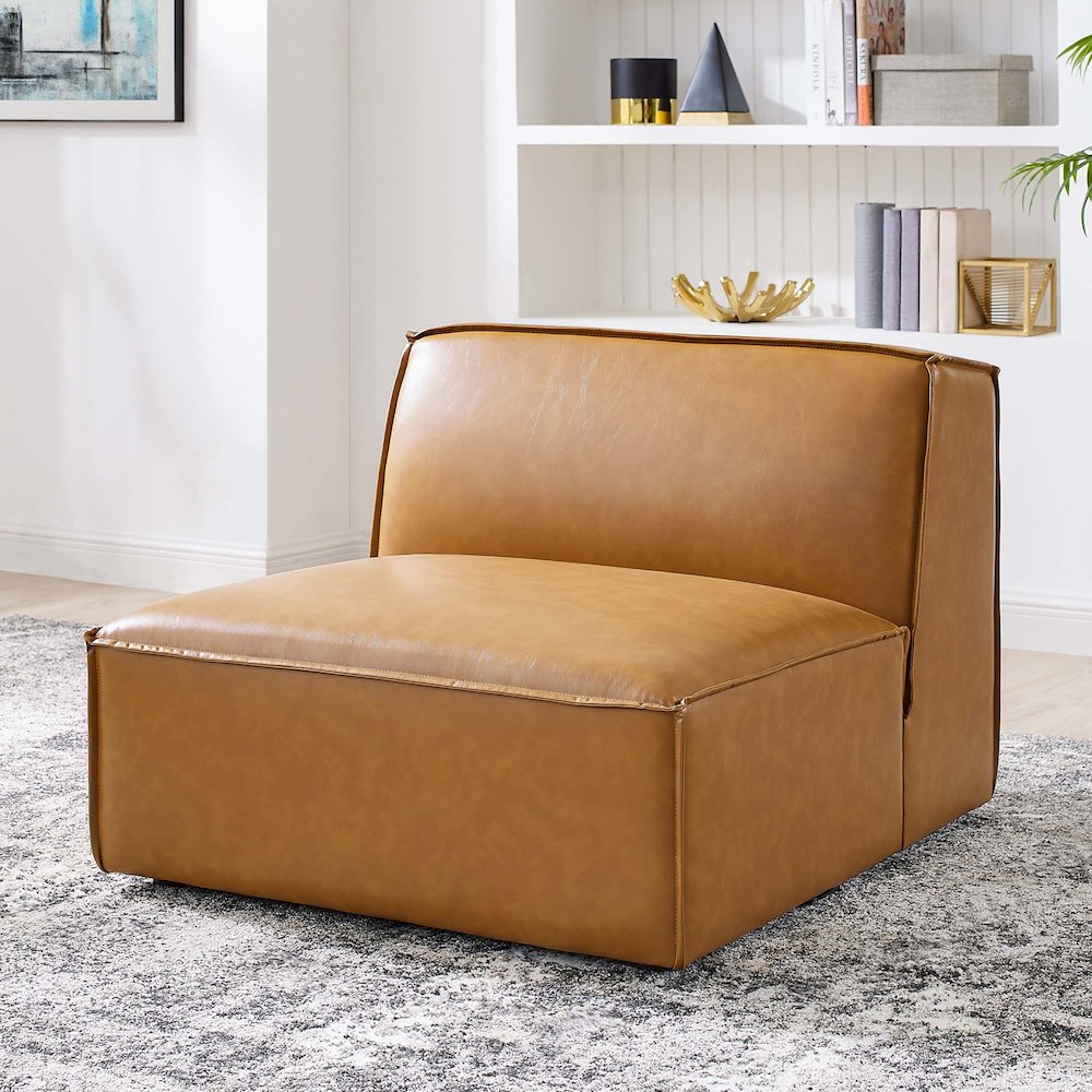 Restore Vegan Leather Sectional Sofa Armless Chair. Picture 6
