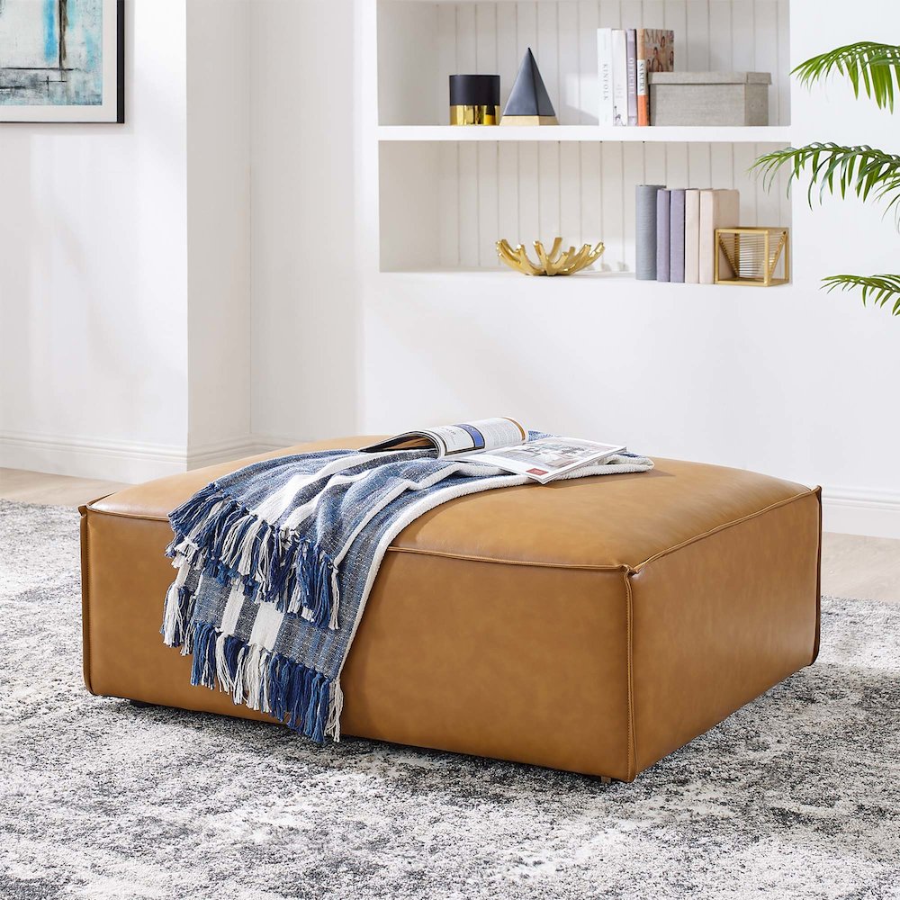 Restore Vegan Leather Ottoman. Picture 5