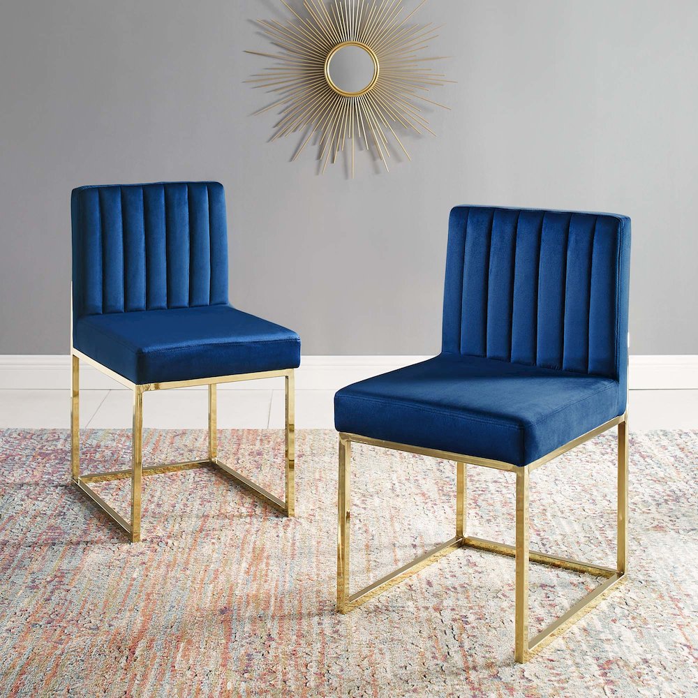 Carriage Performance Velvet Dining Chair Set of 2. Picture 7