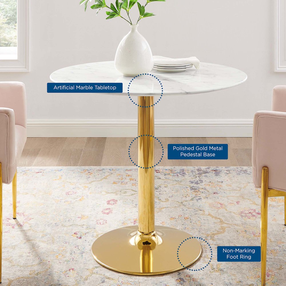 Verne 35" Artificial Marble Dining Table. Picture 5